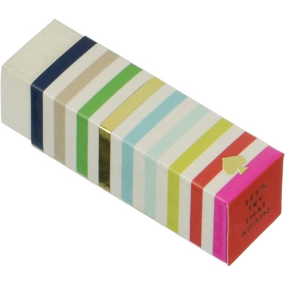 NWT Kate Spade Four White Adventure Stripe Eraser Set - Picture 4 of 6